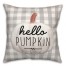 Hello Pumpkin on Gray Buffalo Check 18x18 Spun Poly Pillow