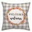 Autumn Leafy Wreath on Plaid 18x18 Spun Poly Pillow