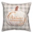 White Pumpkin on Plaid Autumn Greetings 18x18 Spun Poly Pillow