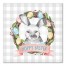 Hoppy Easter Gingham Bunny Wreath 16x16 Canvas Wall Art