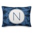Dinosaur Pattern on Navy and Blue Initial 14x20 Personalized Spun Poly Pillow