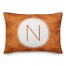 Dinosaur Pattern on Orange and Orange Initial 14x20 Personalized Spun Poly Pillow