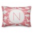 Dinosaur Pattern on Pink and White Initial 14x20 Personalized Spun Poly Pillow