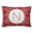 Dinosaur Pattern on Red and Red Initial 14x20 Personalized Spun Poly Pillow