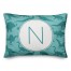 Dinosaur Pattern on Teal and Teal Initial 14x20 Personalized Spun Poly Pillow