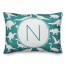 Dinosaur Pattern on Teal and White Initial 14x20 Personalized Spun Poly Pillow