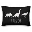 Dinos with Chevron Solid Black 14x20 Personalized Spun Poly Pillow