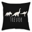 Dinos with Chevron Solid Black 18x18 Personalized Spun Poly Pillow