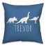 Dinos with Chevron Solid Blue 18x18 Personalized Spun Poly Pillow