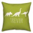 Dinos with Chevron Solid Lime 18x18 Personalized Spun Poly Pillow