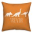 Dinos with Chevron Solid Orange 18x18 Personalized Spun Poly Pillow