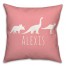 Dinos with Chevron Solid Pink 18x18 Personalized Spun Poly Pillow