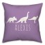Dinos with Chevron Solid Purple 18x18 Personalized Spun Poly Pillow