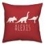 Dinos with Chevron Solid Red 18x18 Personalized Spun Poly Pillow