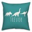 Dinos with Chevron Solid Teal 18x18 Personalized Spun Poly Pillow