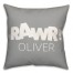 Gray and White Dinosaur with Name 18x18 Personalized Spun Poly Pillow