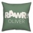 Green and White Dinosaur with Name 18x18 Personalized Spun Poly Pillow