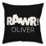 Black and White Dinosaur with Name 18x18 Personalized Spun Poly Pillow