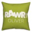 Lime and White Dinosaur with Name 18x18 Personalized Spun Poly Pillow