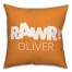 Orange and White Dinosaur with Name 18x18 Personalized Spun Poly Pillow