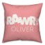 Pink and White Dinosaur with Name 18x18 Personalized Spun Poly Pillow