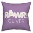 Purple and White Dinosaur with Name 18x18 Personalized Spun Poly Pillow