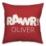 Red and White Dinosaur with Name 18x18 Personalized Spun Poly Pillow