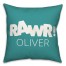 Teal and White Dinosaur with Name 18x18 Personalized Spun Poly Pillow