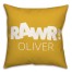 Yellow and White Dinosaur with Name 18x18 Personalized Spun Poly Pillow