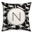 Dinosaur Pattern on Black and White Initial 18x18 Personalized Spun Poly Pillow