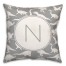 Dinosaur Pattern on Gray and White Initial 18x18 Personalized Spun Poly Pillow