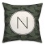 Dinosaur Pattern on Green and Green Initial 18x18 Personalized Spun Poly Pillow