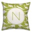 Dinosaur Pattern on Green and White Initial 18x18 Personalized Spun Poly Pillow