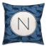 Dinosaur Pattern on Navy and Blue Initial 18x18 Personalized Spun Poly Pillow