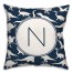 Dinosaur Pattern on Navy and White Initial 18x18 Personalized Spun Poly Pillow