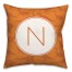 Dinosaur Pattern on Orange and Orange Initial 18x18 Personalized Spun Poly Pillow