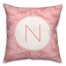 Dinosaur Pattern on Pink and Pink Initial 18x18 Personalized Spun Poly Pillow