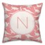 Dinosaur Pattern on Pink and White Initial 18x18 Personalized Spun Poly Pillow