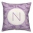 Dinosaur Pattern on Purple and Purple Initial 18x18 Personalized Spun Poly Pillow