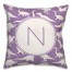 Dinosaur Pattern on Purple and White Initial 18x18 Personalized Spun Poly Pillow
