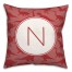 Dinosaur Pattern on Red and Red Initial 18x18 Personalized Spun Poly Pillow