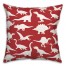 Dinosaur Pattern on Red and White 18x18 Spun Poly Pillow