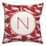 Dinosaur Pattern on Red and White Initial 18x18 Personalized Spun Poly Pillow
