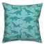 Dinosaur Pattern on Teal and Teal 18x18 Spun Poly Pillow