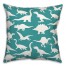 Dinosaur Pattern on Teal and White 18x18 Spun Poly Pillow