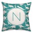 Dinosaur Pattern on Teal and White Initial 18x18 Personalized Spun Poly Pillow