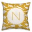 Dinosaur Pattern on Yellow and White Initial 18x18 Personalized Spun Poly Pillow