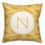 Dinosaur Pattern on Yellow and Yellow Initial 18x18 Personalized Spun Poly Pillow
