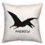 Pterodactyl Dino Black and White with Name 18x18 Personalized Spun Poly Pillow