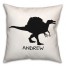 Spinosaurus Dino Black and White with Name 18x18 Personalized Spun Poly Pillow